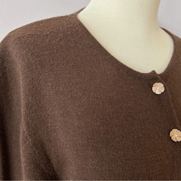 Beyond Threads Brown Alpaca Wool Button-Up Women's Cardigan- Size M - Picture 6 of 12